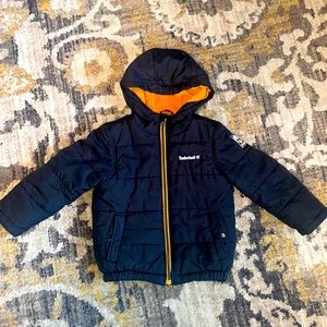 Timberland Kids Navy Jacket with Orange Lining